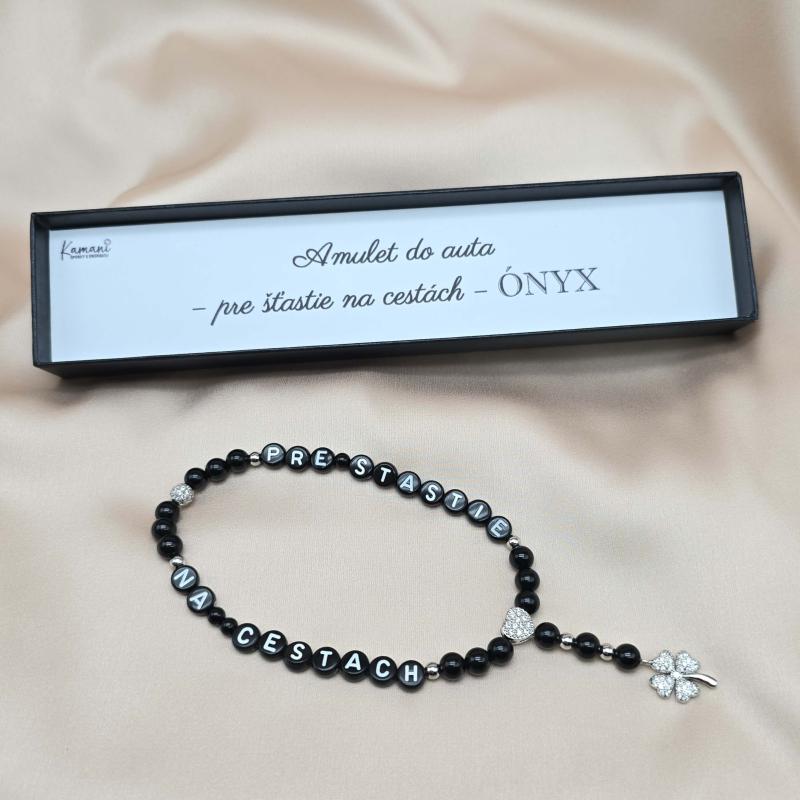 Amulet do auta - Pre šťastie na cestách Ónyx strieborný - S