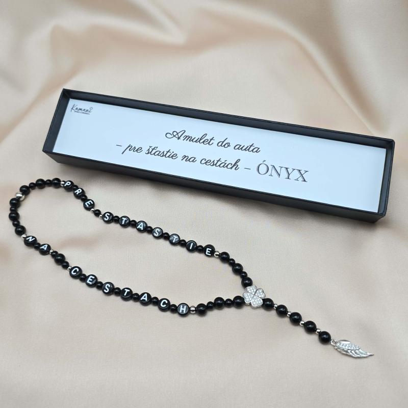 Amulet do auta - Pre šťastie na cestách Ónyx strieborný - XL 1