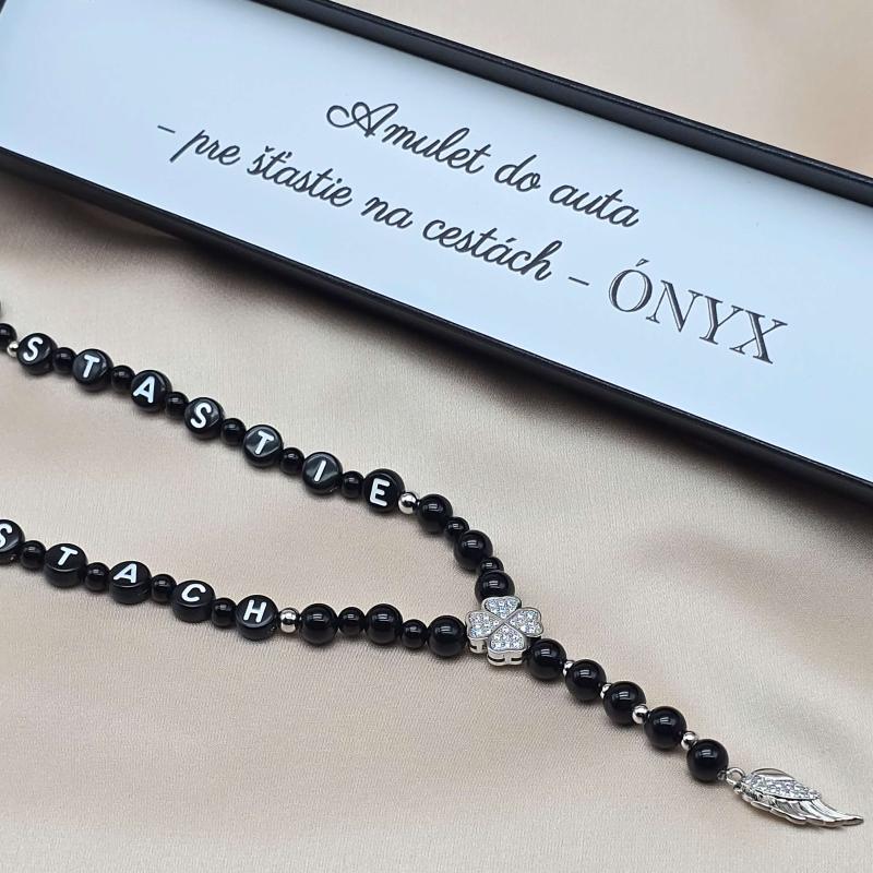 Amulet do auta - Pre šťastie na cestách Ónyx strieborný - XL