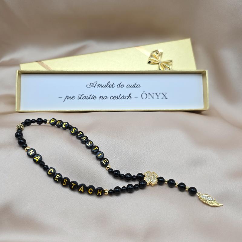 Amulet do auta - Pre šťastie na cestách Ónyx zlatý - XL