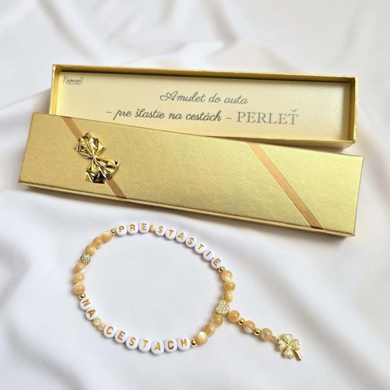 Amulet do auta - Pre šťastie na cestách Perleť zlatý - S