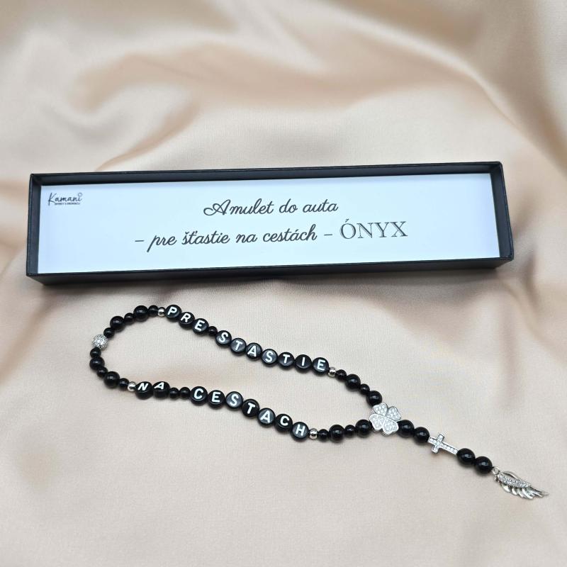 Amulet do auta - Pre šťastie na cestách Ónyx strieborný - L